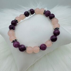 Garnet & Rose Quartz 8mm Beaded Bracelet